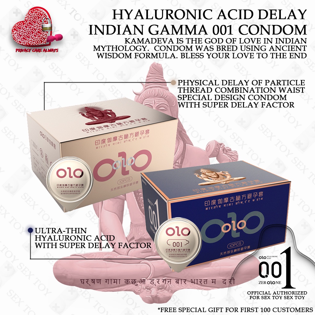 Hyaluronic Acid Delay Indian Gamma 001 Condom ] Official OLO Condom Tahan  Lama Sex Condoms Delay Condom 持久安全套 避孕套 | Shopee Malaysia