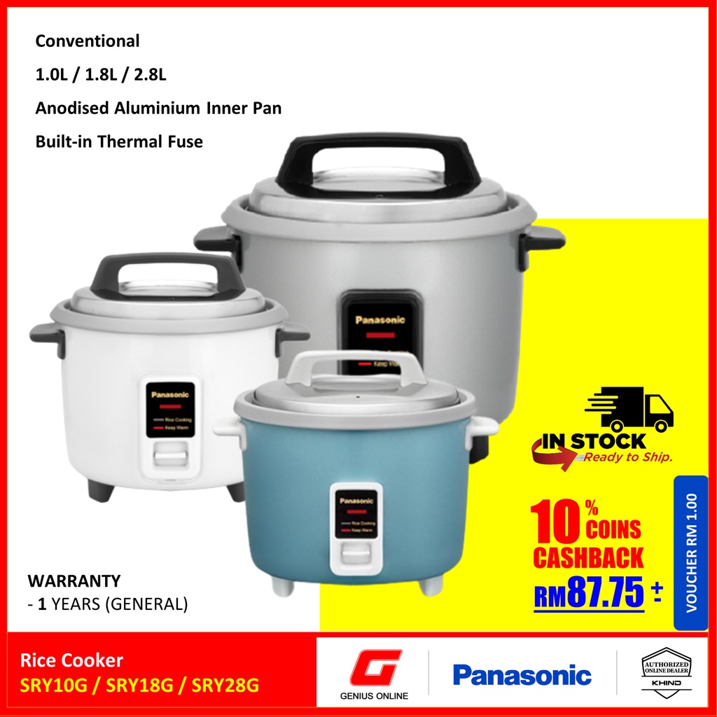 Panasonic Conventional Rice Cooker (1.0L/1.8L/2.8L) SR-Y10G/SR-Y18G/SR ...