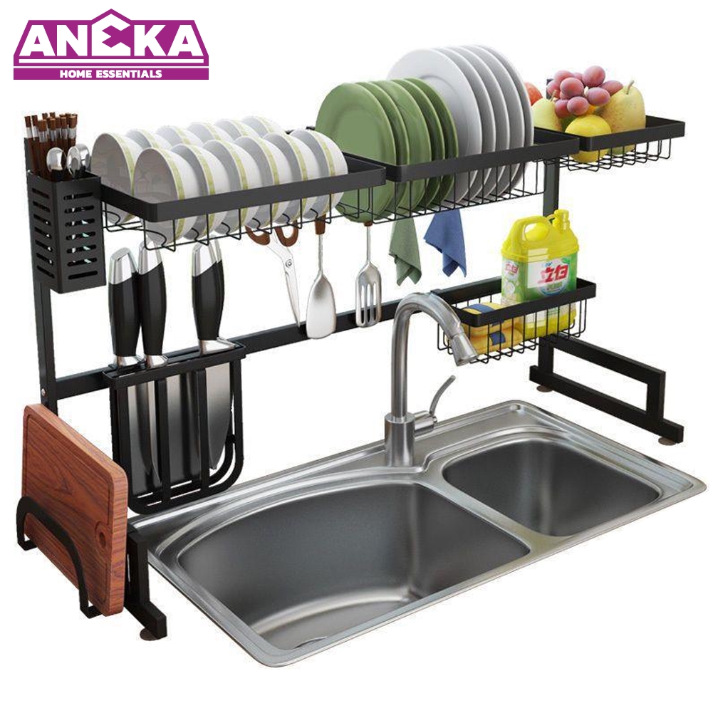 Over the Sink Dish Rack 2 Tier Dish Drying Rack 33x12x19 inches
