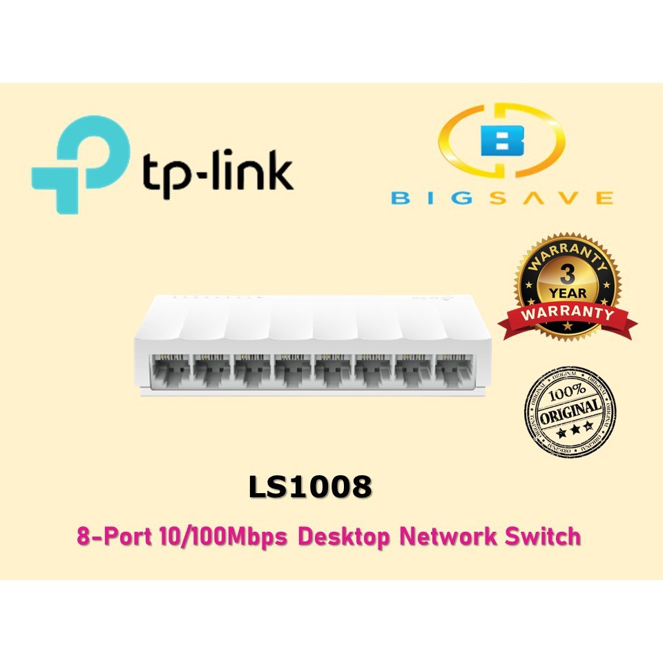 Tp-Link LS1008 8-Port 10/100Mbps Desktop Switch(Plastic Case )