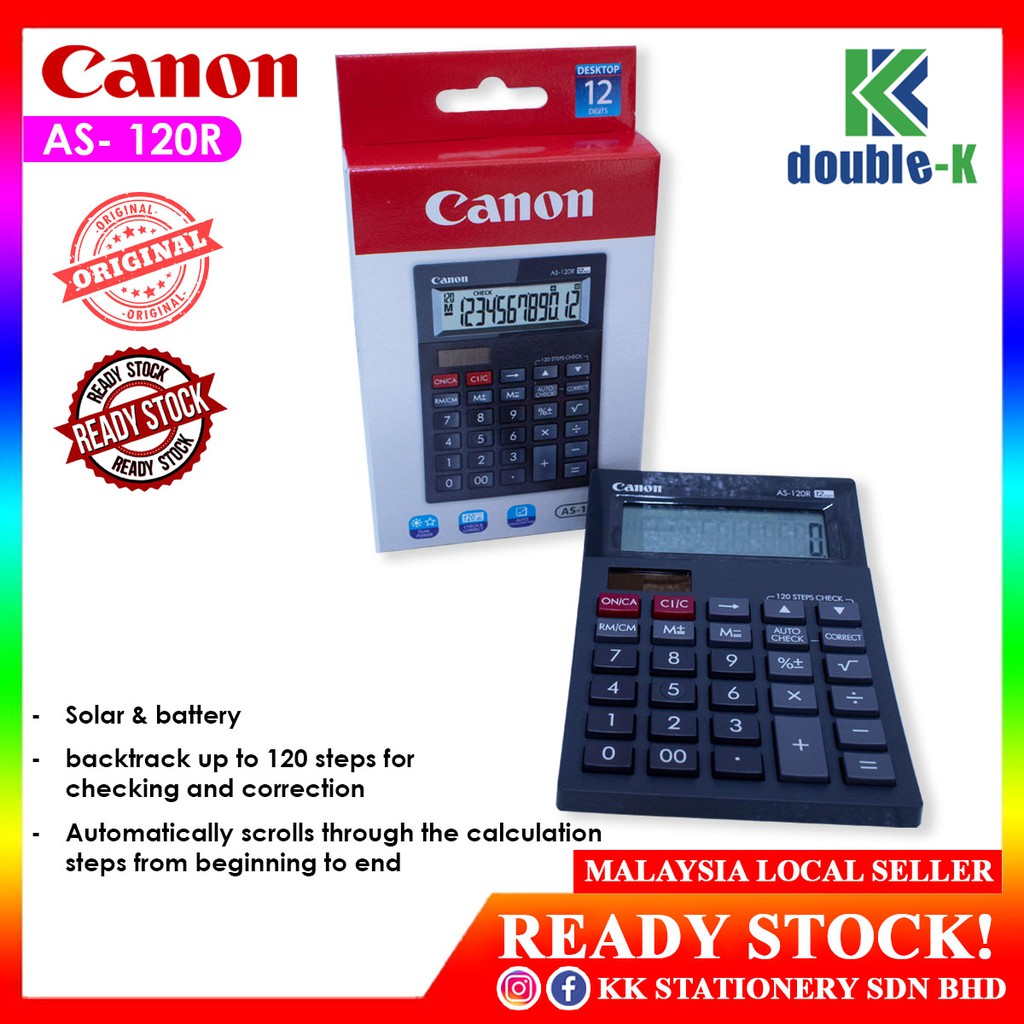 🌟READY STOCK🌟 Original Canon 12 Digits Solar Calculator AS-120R ...