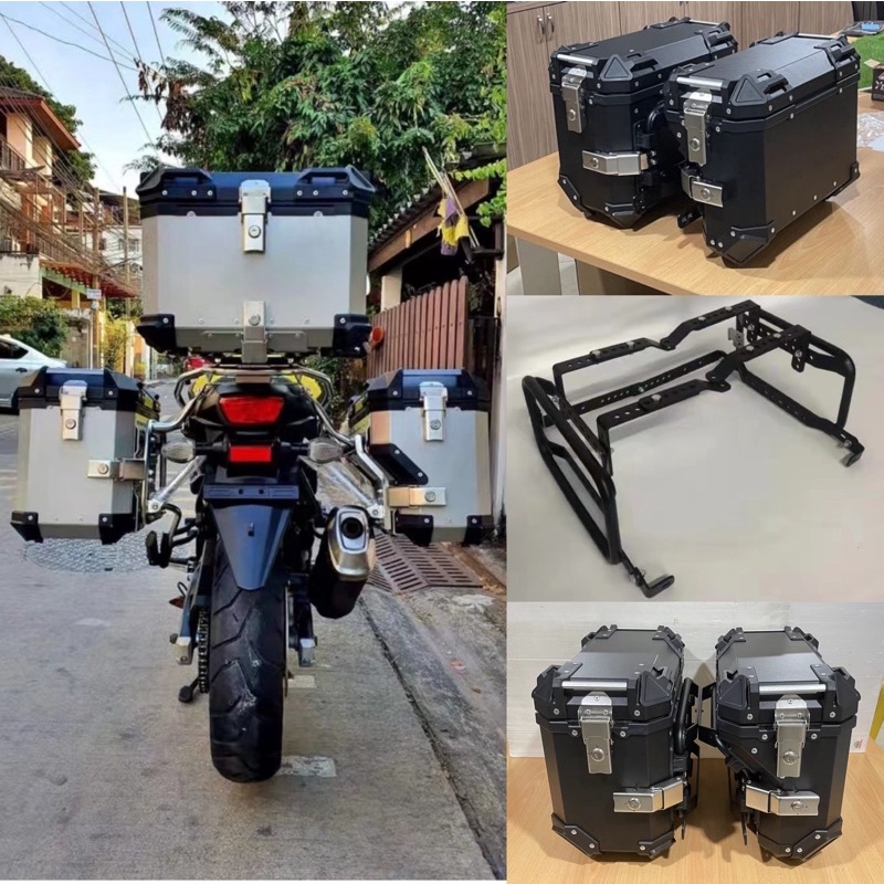 UNIVERSAL 2 PCS ALUMINIUM SIDE BOX 36L 38L WITH BRACKET | Shopee Malaysia