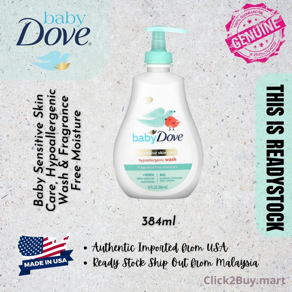 [Ready Stock] Dove Baby Wash, Baby, Sensitive Skin Care, Hypoallergenic Wash, Fragrance Free