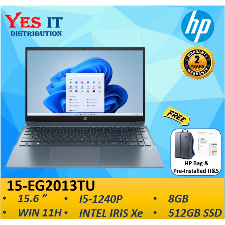 HP Pavilion 15EG2013TU/ EG2014TU/ EG2015TU 15.6" Laptop (i51240P, 8GB, 512GB SSD, Iris Xe, W11