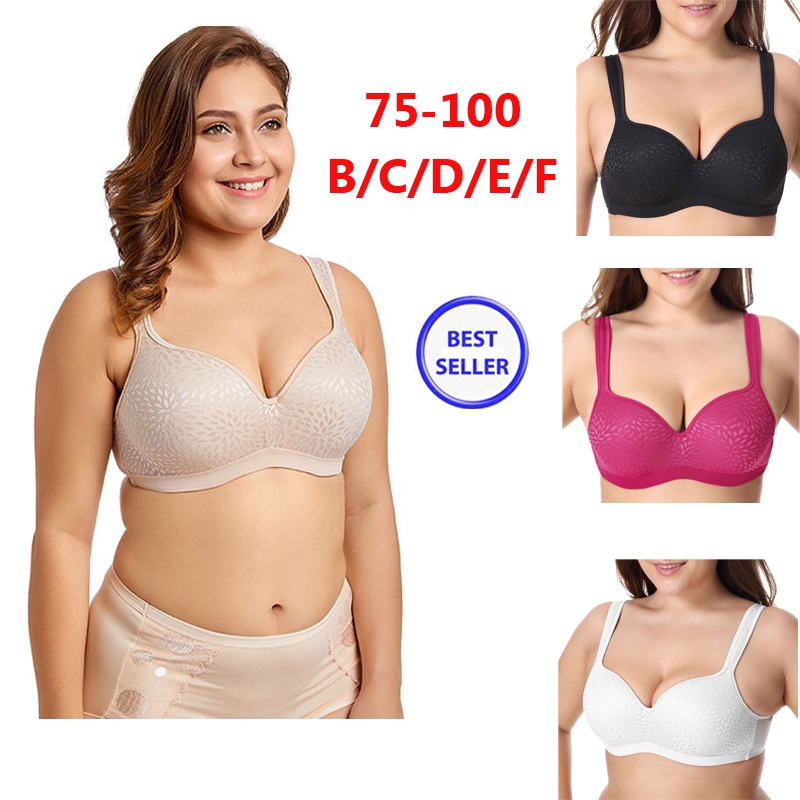 PLUS SIZE 32 34 36 38 40 42 44 B C D E F Cup Wired Bra Women Comfortable  Brassiere Underwear