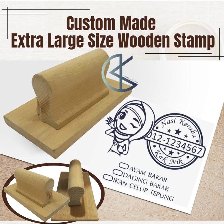 Custom Made Extra Large Size Wood Wooden Stamp Chop Red Rubber Polymer ...