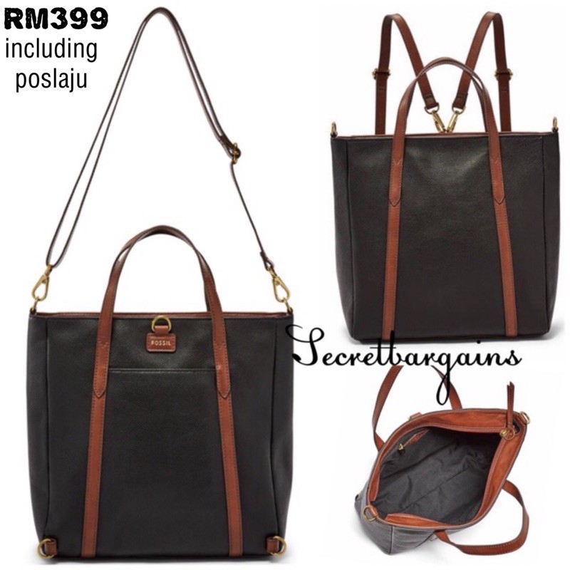 Fossil Sydney Convertible Backpack Black Shopee Malaysia