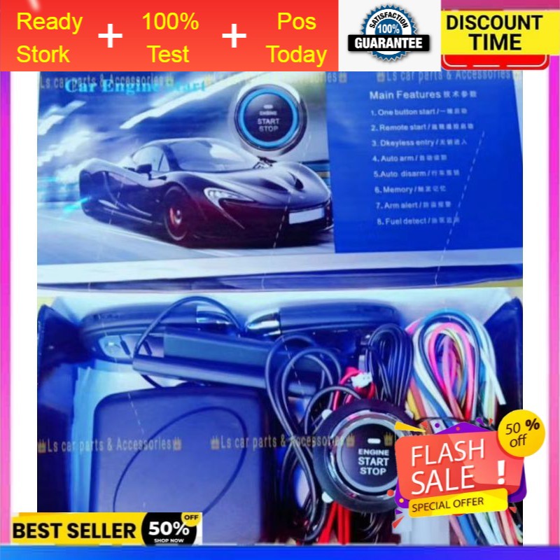 Car Alarm Start Security System Push Button Remote Kit keyless alarm