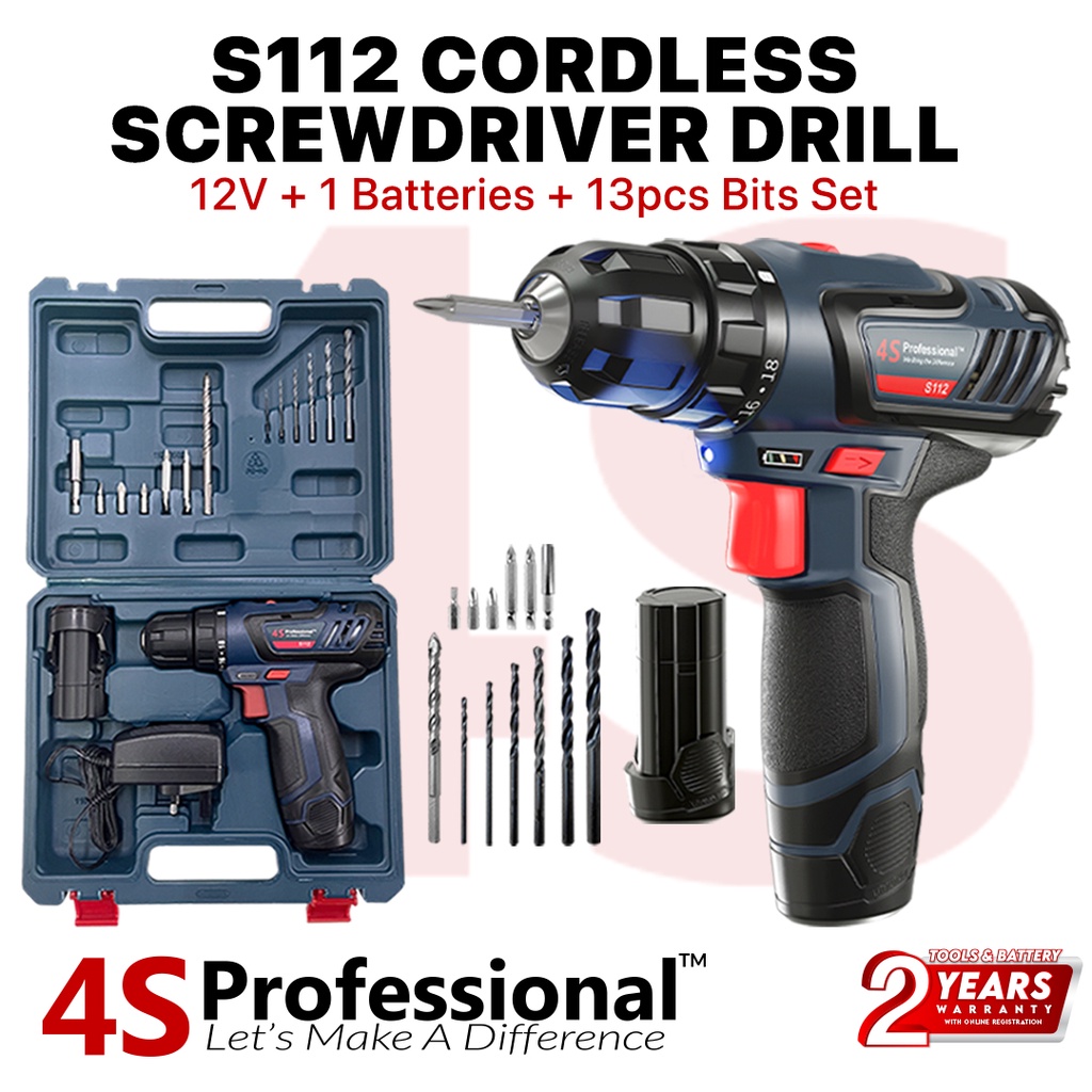 4S Professional? Cordless Screwdriver Drill 3.6V 12V 18V 20V S110 S112 S112T X235 Impact Hammer Bateri 2 YEARS WARRANTY