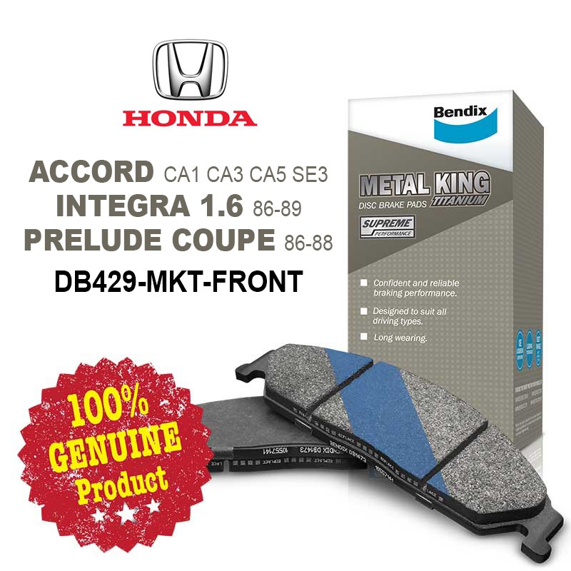 Original Bendix [DB429MKT] Front Brake Pad Honda Accord CA1 CA2 CA3