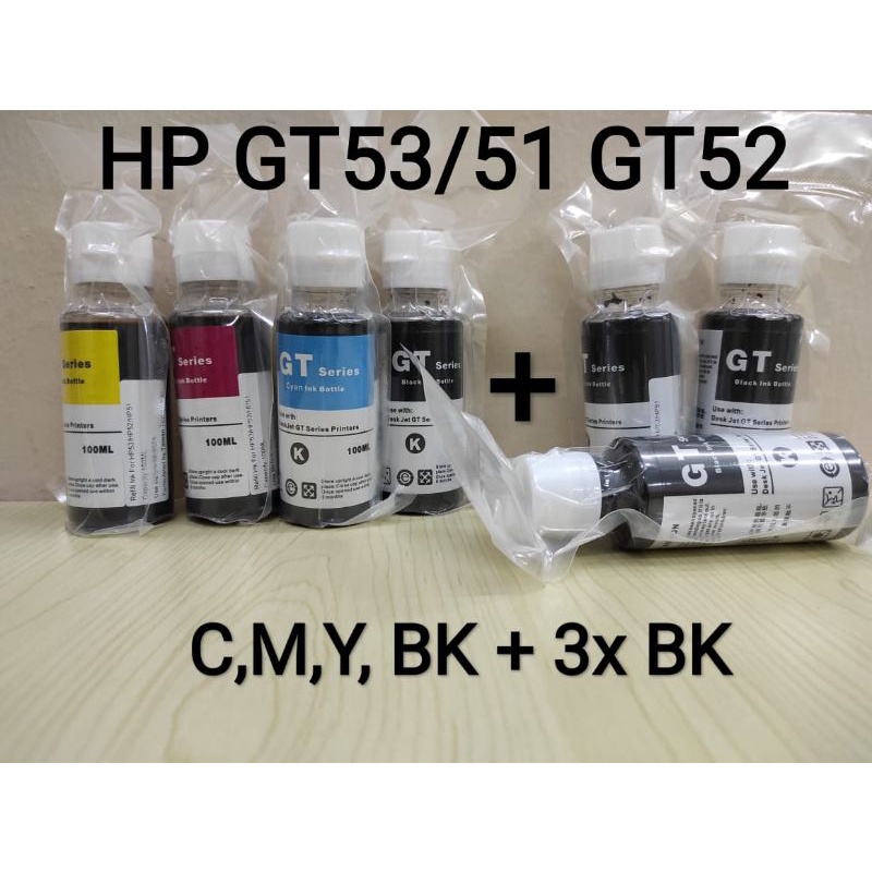 Hp Gt Series Ink Bottle Compatible Hp Ink Tank Refill Ink Gt53 Gt52 Gt51 100ml 1 Set Free 3x Bk 3128