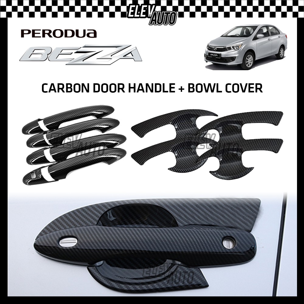 Perodua Bezza CARBON Door Handle Cover Door Bowl Cover 2 in 1 Shopee