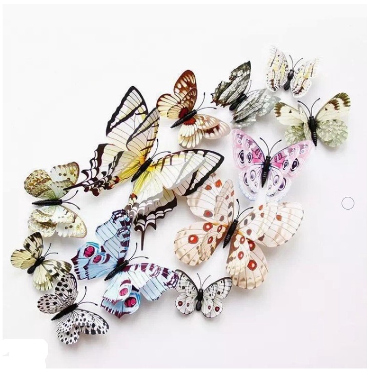 Double layer 3D Butterfly Wall Sticker on the wall Home Decor ...