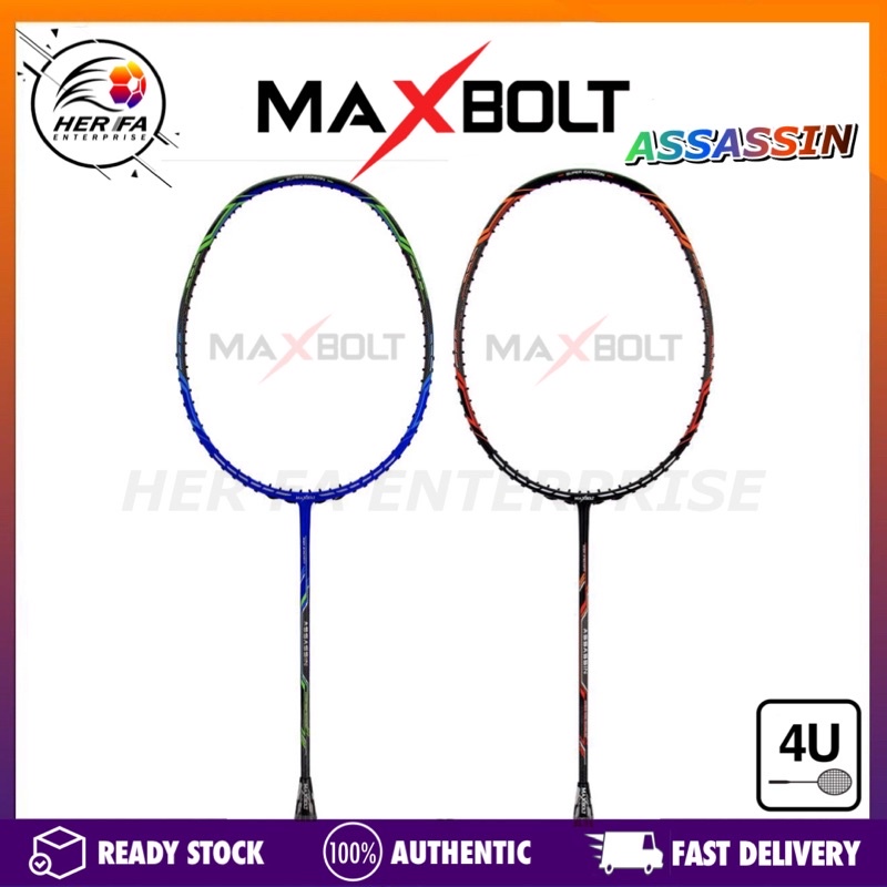 MAXBOLT Assasin 4U Badminton Racket Blue & White Max Tension 30lbs ...