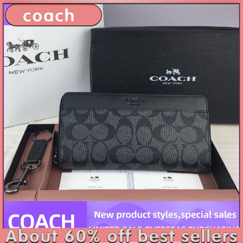 (Fast Shipping) COACH Men's Fashion Zip Wallet/Long Wallet Fashion
