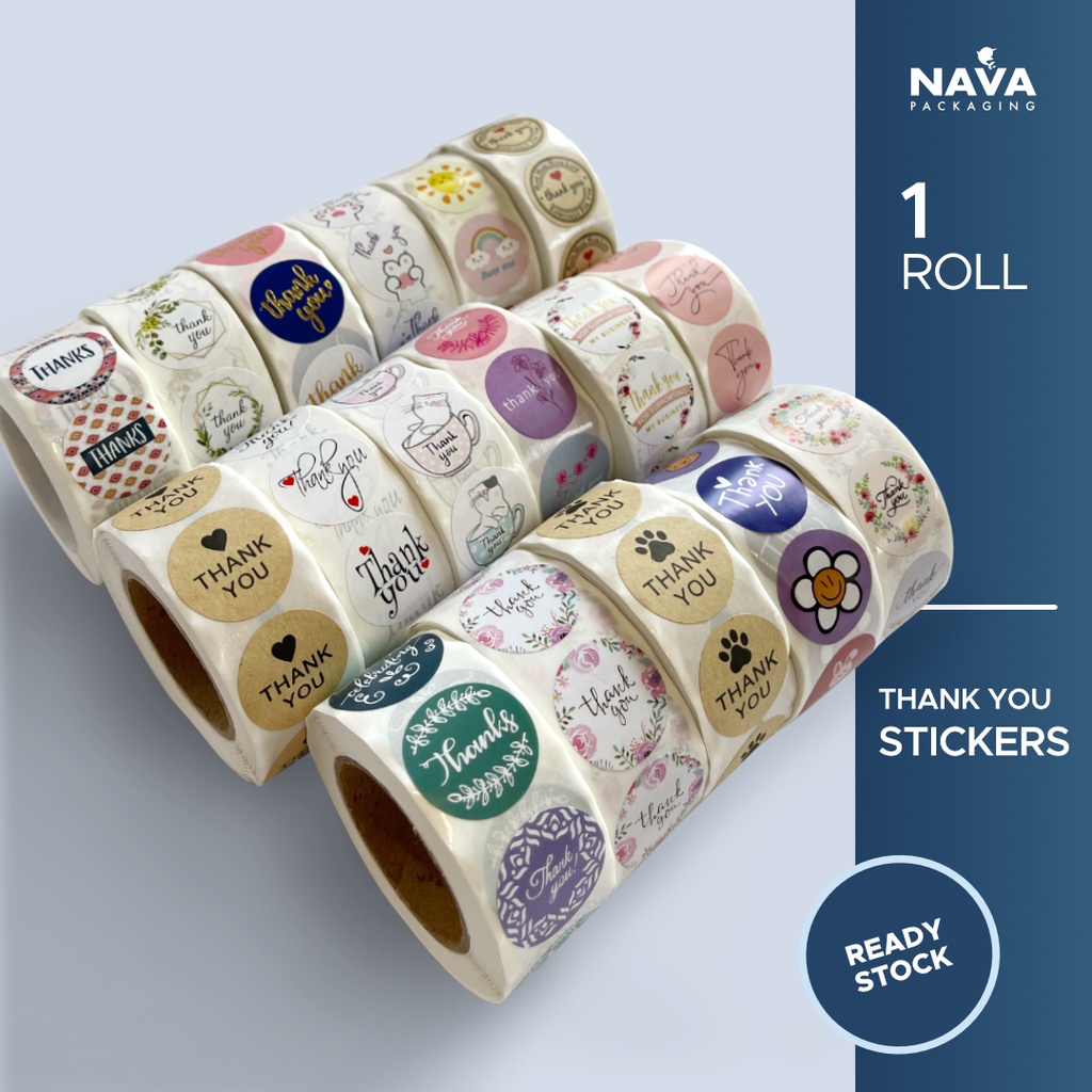 500PCS Nava Packaging Thank You Sticker 1 Roll Seal 1 Inch (2.5CM ...