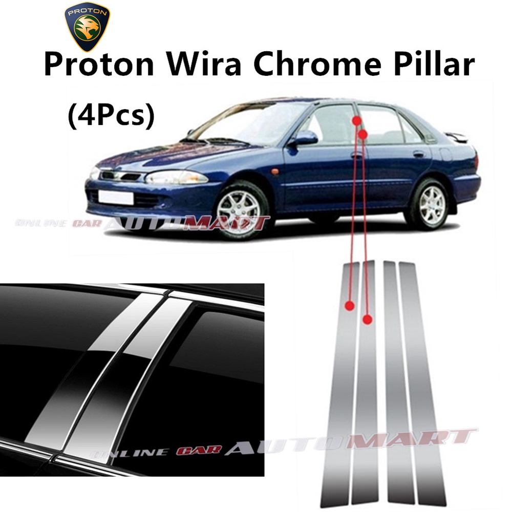 Proton Wira Car Chrome Door Window Pillar Trim Panel Chrome Stainless