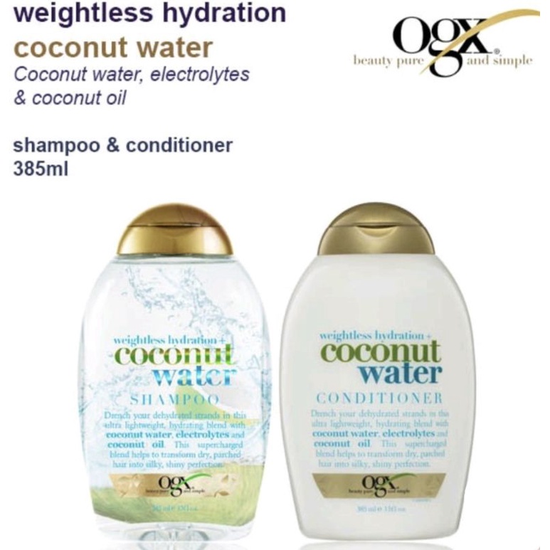 Ogx Coconut Water Shampoo/Conditioner (385ml) 100ORIGINALExp 2025