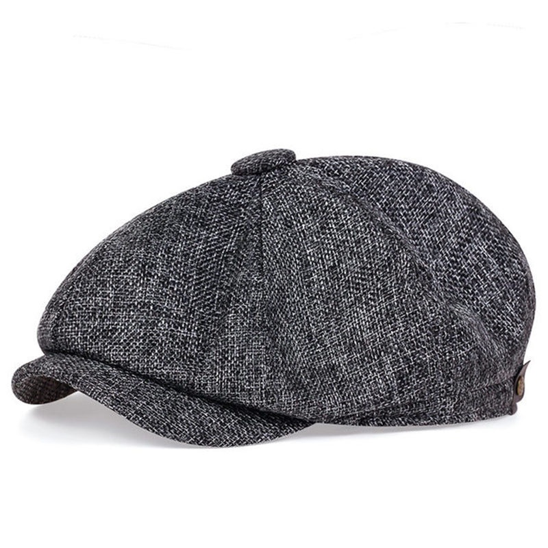 New Retro Herringbone Berets Hat Fashion Men Linen Flat Cap Spring and