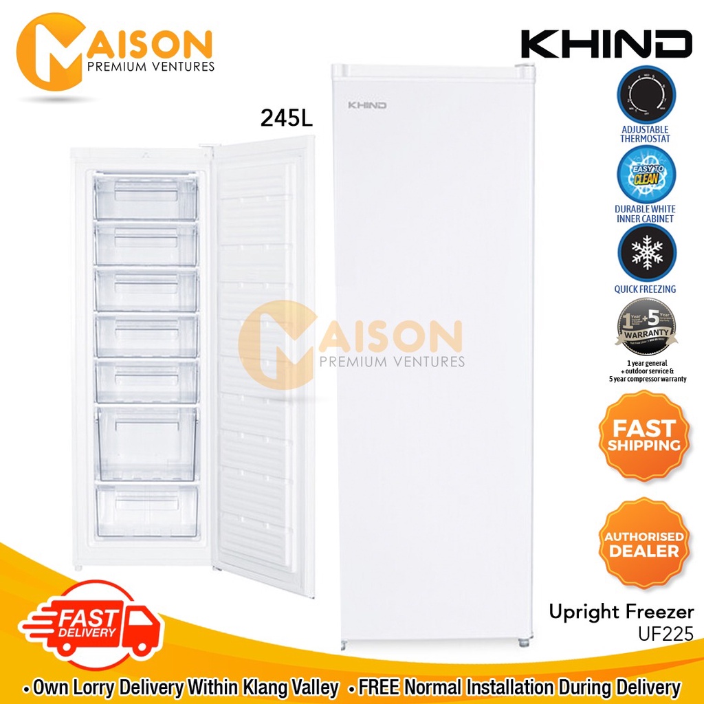 [Sales] Khind Upright Freezer 245L UF225 (FAST DELIVERY)(Delivery