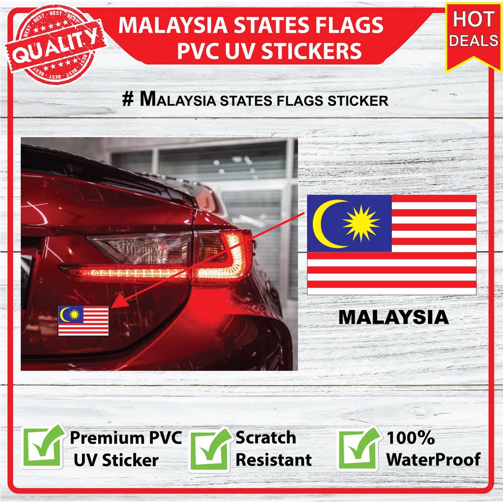 Malaysia States Car PVC Stickers, Car Stickers Shopee Malaysia