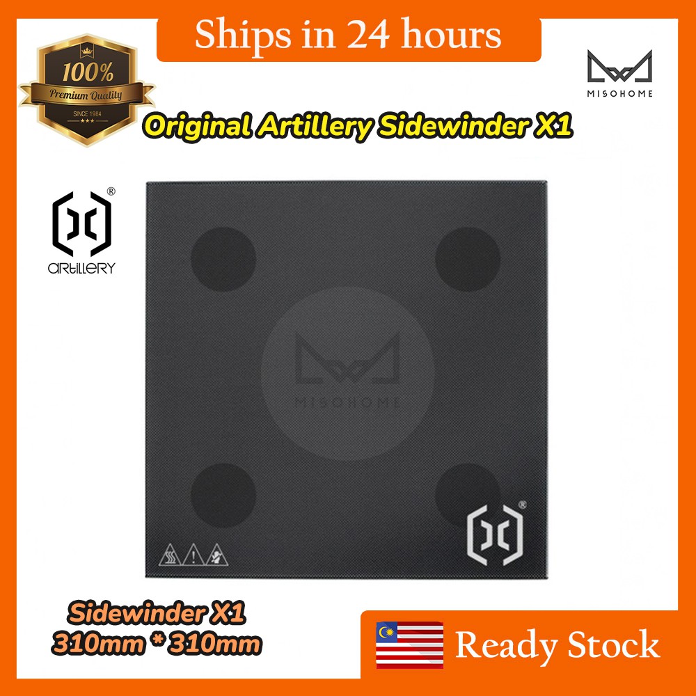 Original Artillery Sidewinder X1 Glass Bed Platform Carbon Silicon