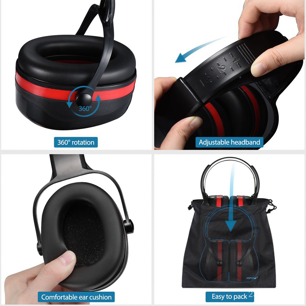 Mpow HP044 SNR Noise Reduction Cancelling Safety Ear Muff + Bag 36dB