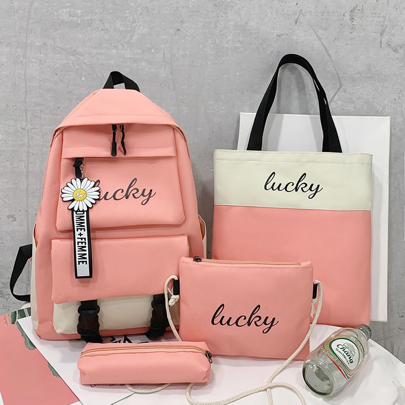 School bag female four piece per set Korean version ins small backpack Shopee Malaysia