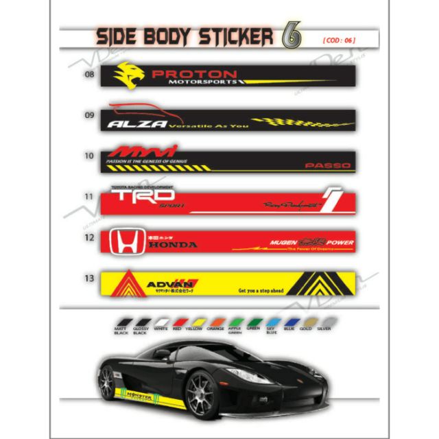 car side Body sticker alza myvi trd honda aduad 2pcs 1ser | Shopee Malaysia