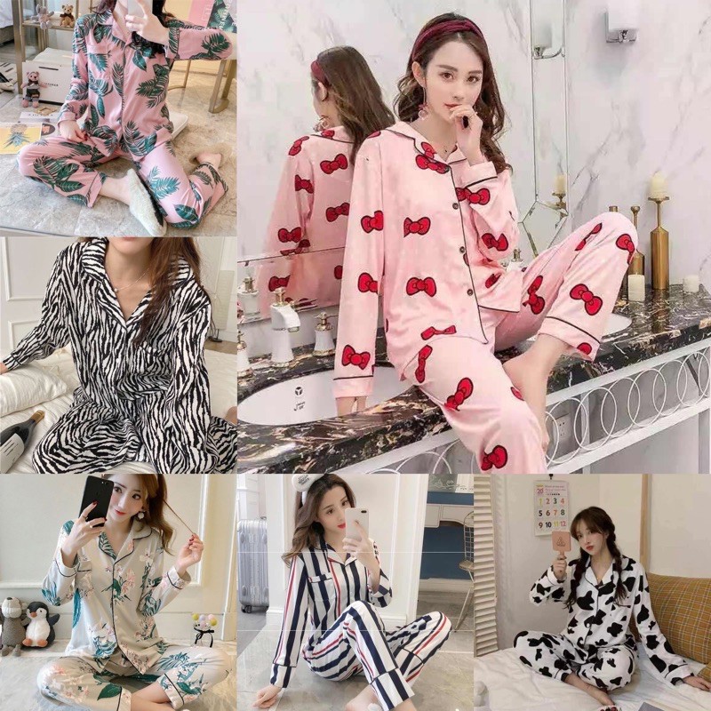 Female Women pyjamas pajamas perempuan nightwear baju tidur perempuan lingerie Shopee Malaysia