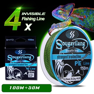 Sougayilang Spot Fishing Line 150m Invisible 4 Strands Braided
