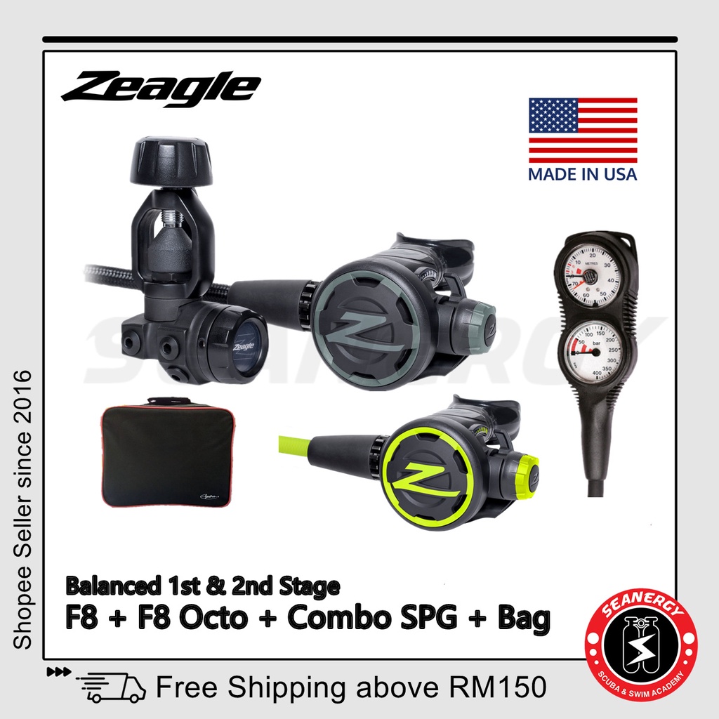 Zeagle F8 Regulator Set for Scuba Diving Octopus Second Stage SPG Gauge