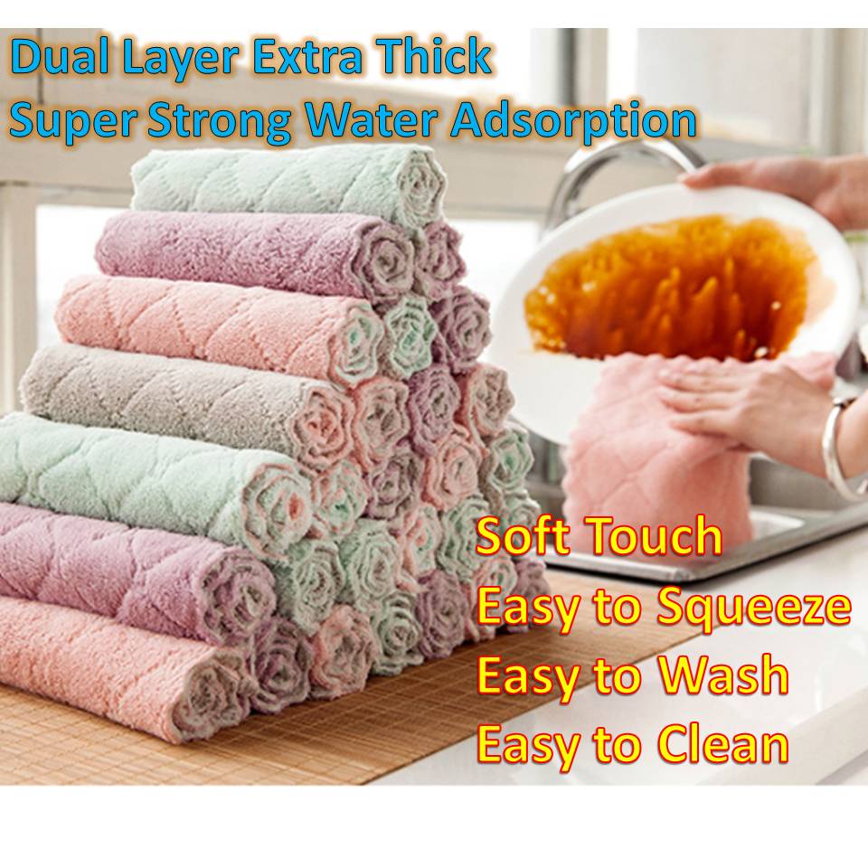 Super Absorbent Microfiber Cleaning Cloth Hand Washing Cloth Kitchen ...