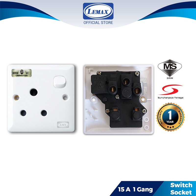 LMX Switch Socket Round Button Wall Switch Plug Soket (15A) SS815 Shopee Malaysia