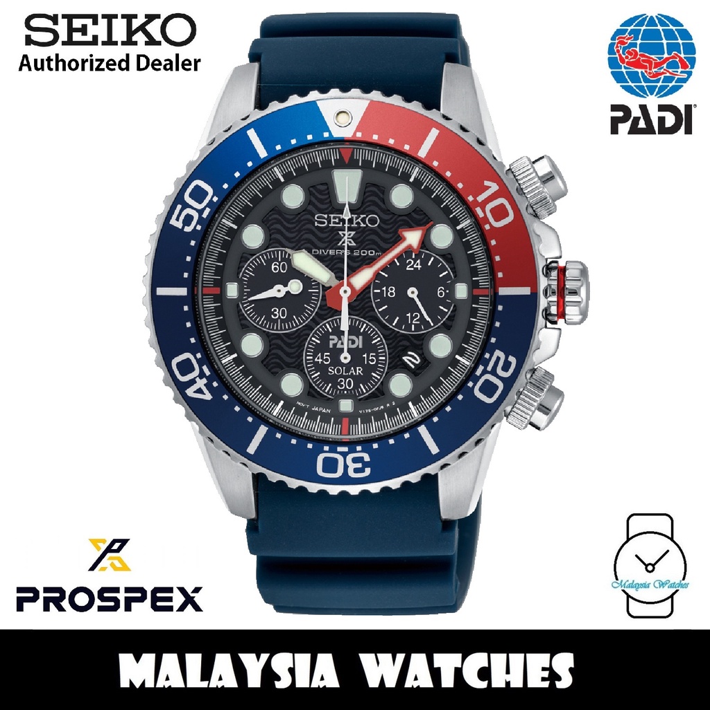 Seiko SSC785P1 Prospex PADI Solar Power Divers 200M Chronograph Blue Silicone Strap Men s Watch Old Model SSC663P1 Shopee Malaysia