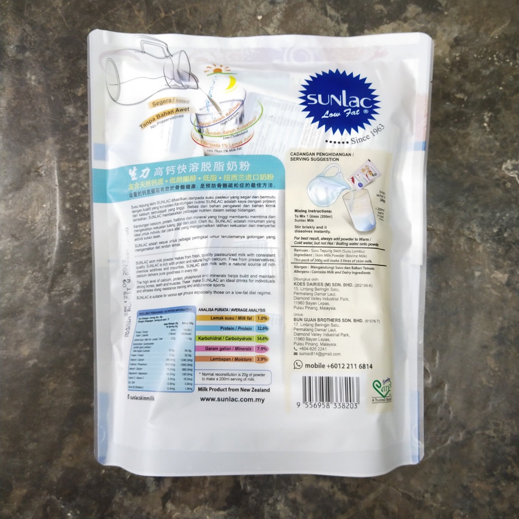 Sunlac Low Fat Skim Milk Powder (700g / 20g x 15s') | Shopee Malaysia