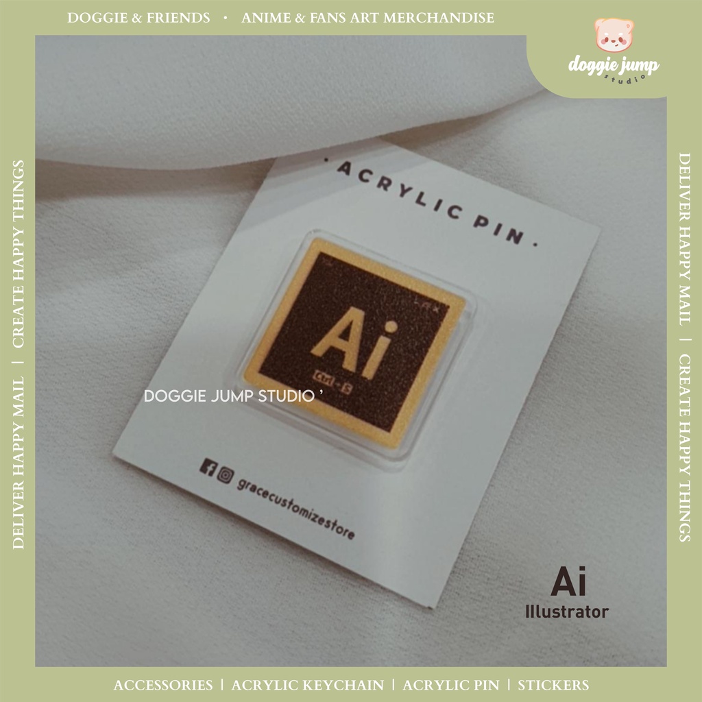 [DoggieJumpStudio] Adobe Software series Keychain/ Acrylic pin | Shopee ...