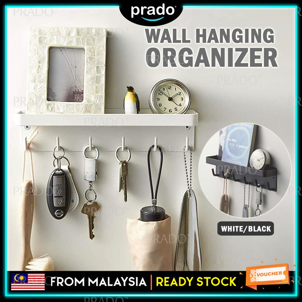 PRADO Self-Adhesive Key Hanging Holder Shelf Rack Mail Organizer Wt 6 ...