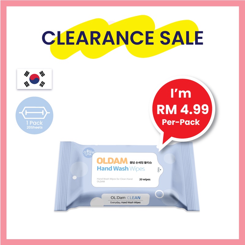 Oldam 올담 Hand Wash wipes contains ethanol kills 99.9 germs