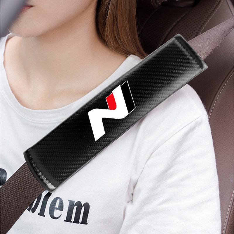 2PCS Car carbon fiber Safety Belt printed pattern covers seat belt case