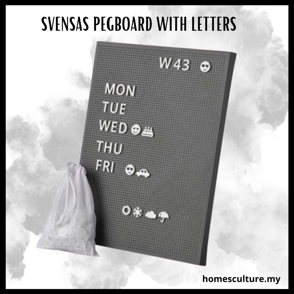 SVENSAS Pegboard With Letters Notice Board Memo Board Display Board Bod Pepaku dengan Huruf