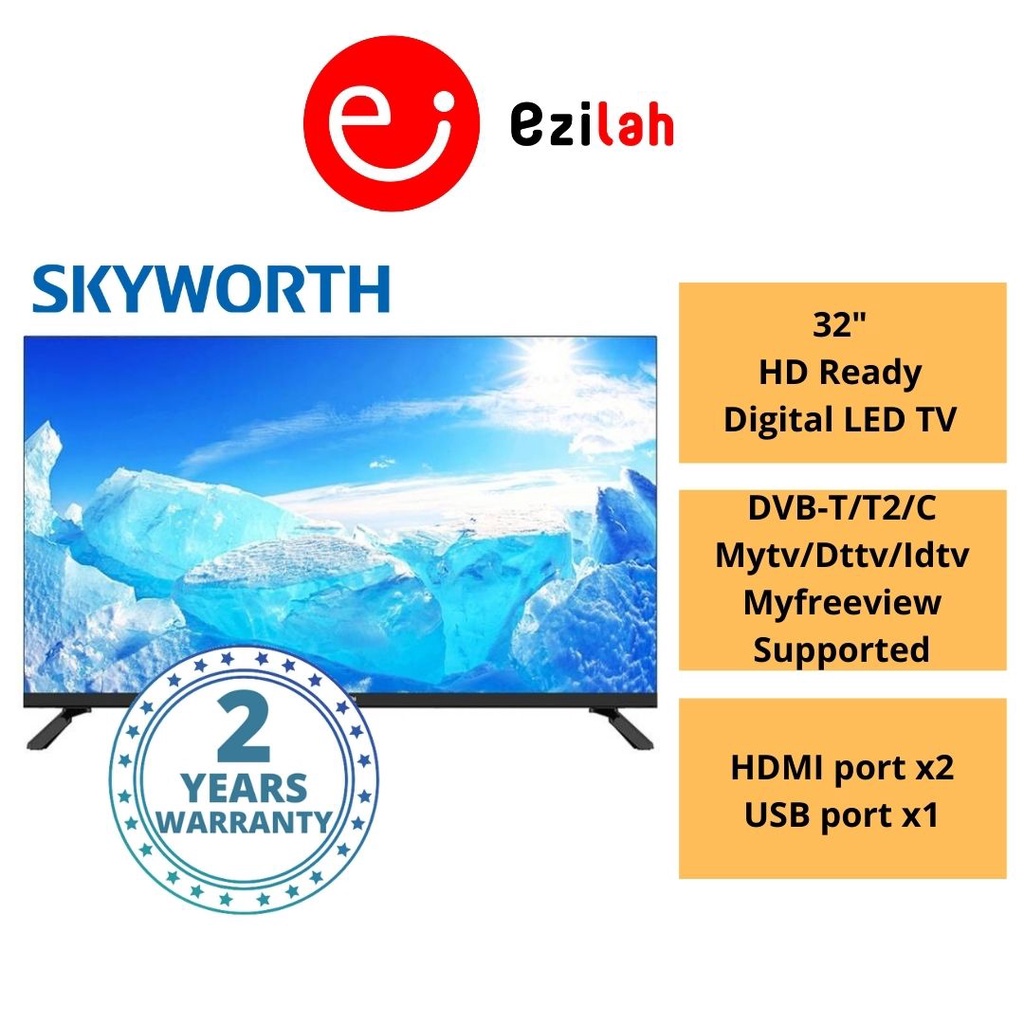 Skyworth HD Digital Led TV Dvb-T/T2 Dttv Idtv Mytv Myfreeview Supported ...