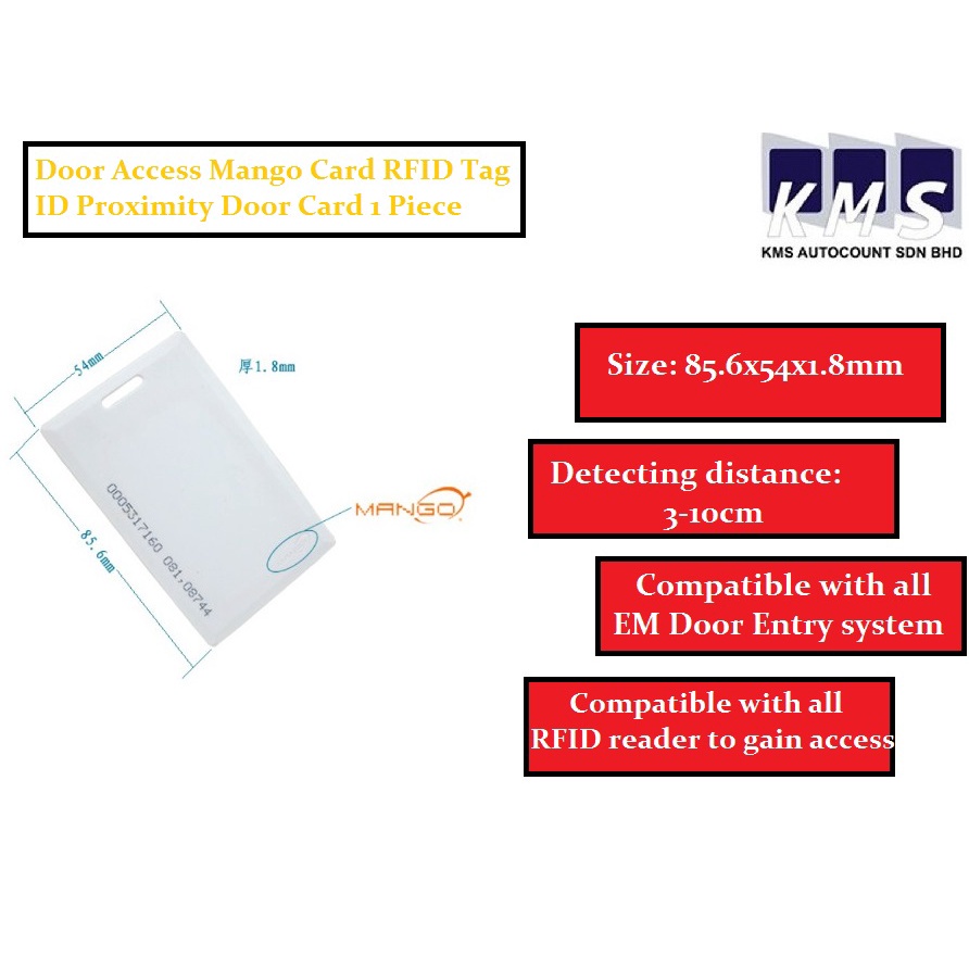 Door Access Mango Card RFID Tag ID Proximity Door Card 1 Piece Shopee