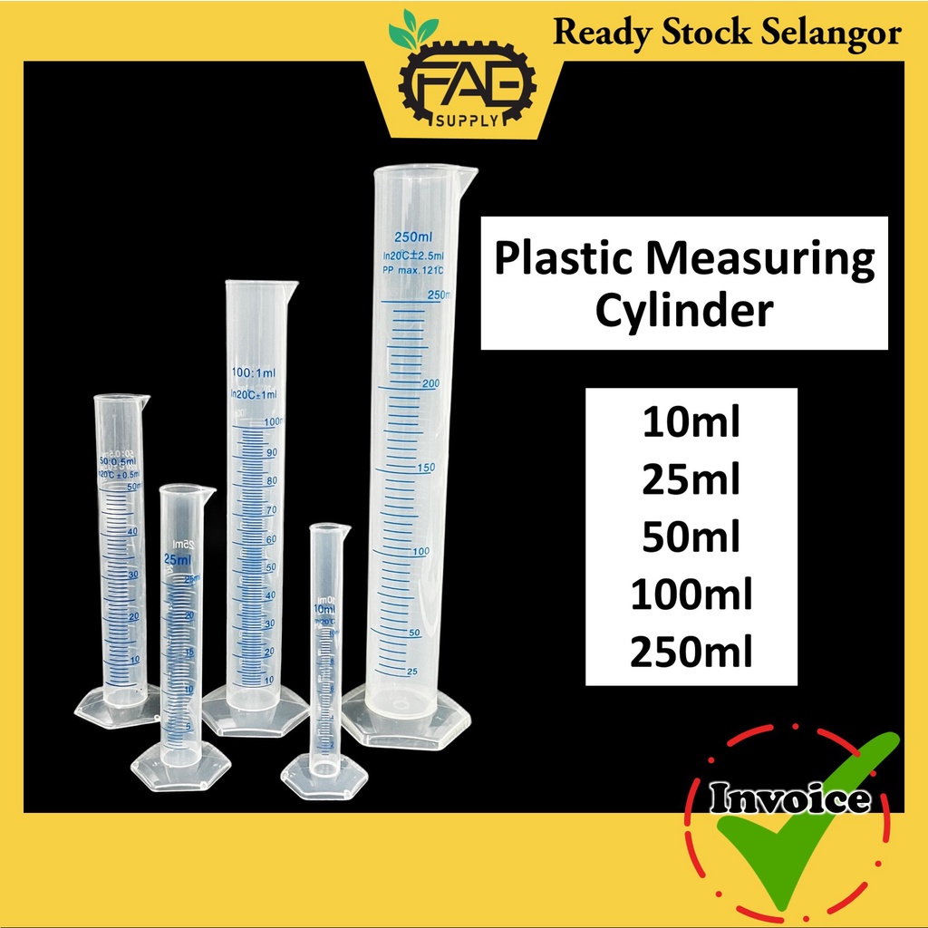 Measuring Cylinder Plastic 10ml 25ml 50ml 100ml 250ml Silinder Penyukat Shopee Malaysia 2579