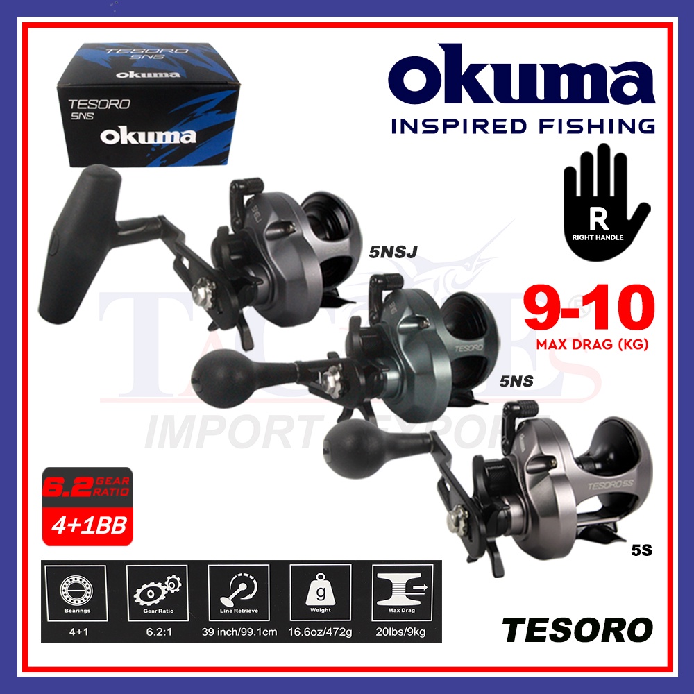 Okuma Tesoro Mesin Pancing Overhead | 8.6kg-9.9kg Max Drag | Star Drag ...