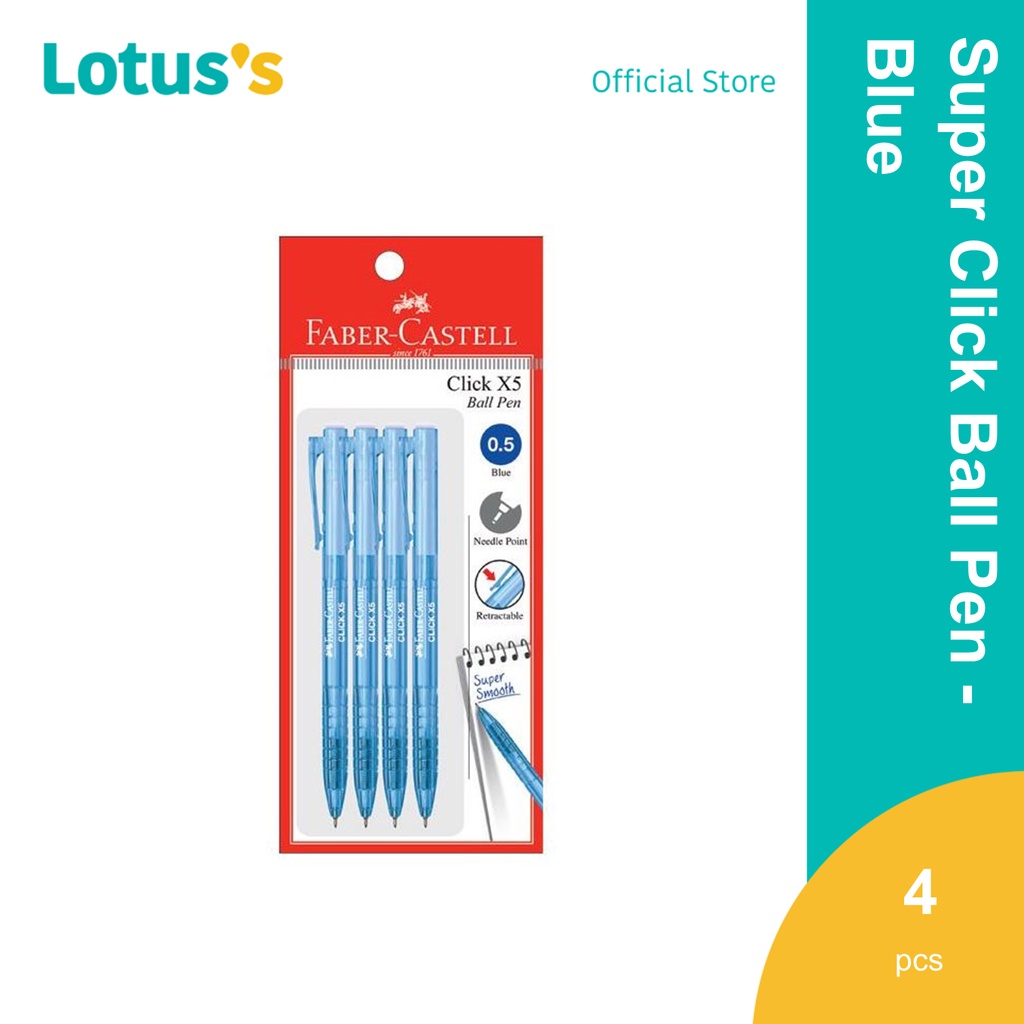 Faber Castle Super Click Ball Pen 0.5Mm (Blue) | Shopee Malaysia