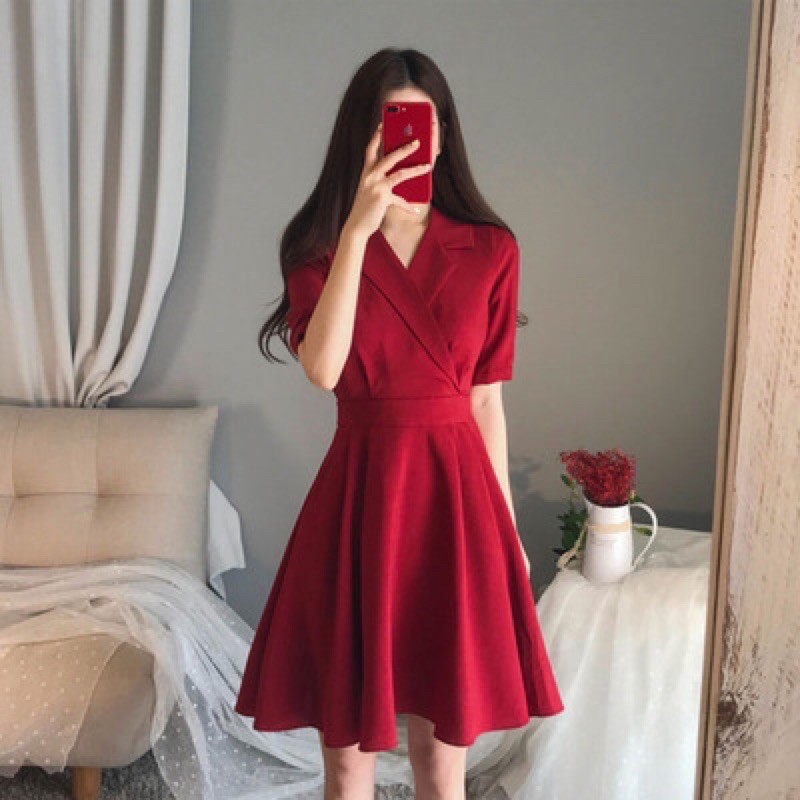 Red dress shopee top