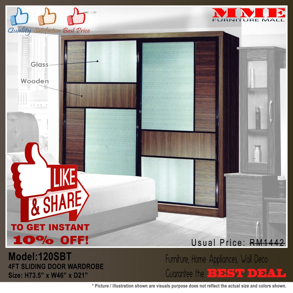 MODERN DESIGN 4FT / 5FT SLIDING DOOR WARDROBE | Shopee Malaysia