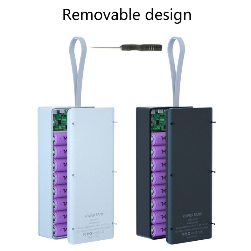 RR Detachable LCD Display DIY 16x18650 Battery Case Power Bank Shell ...