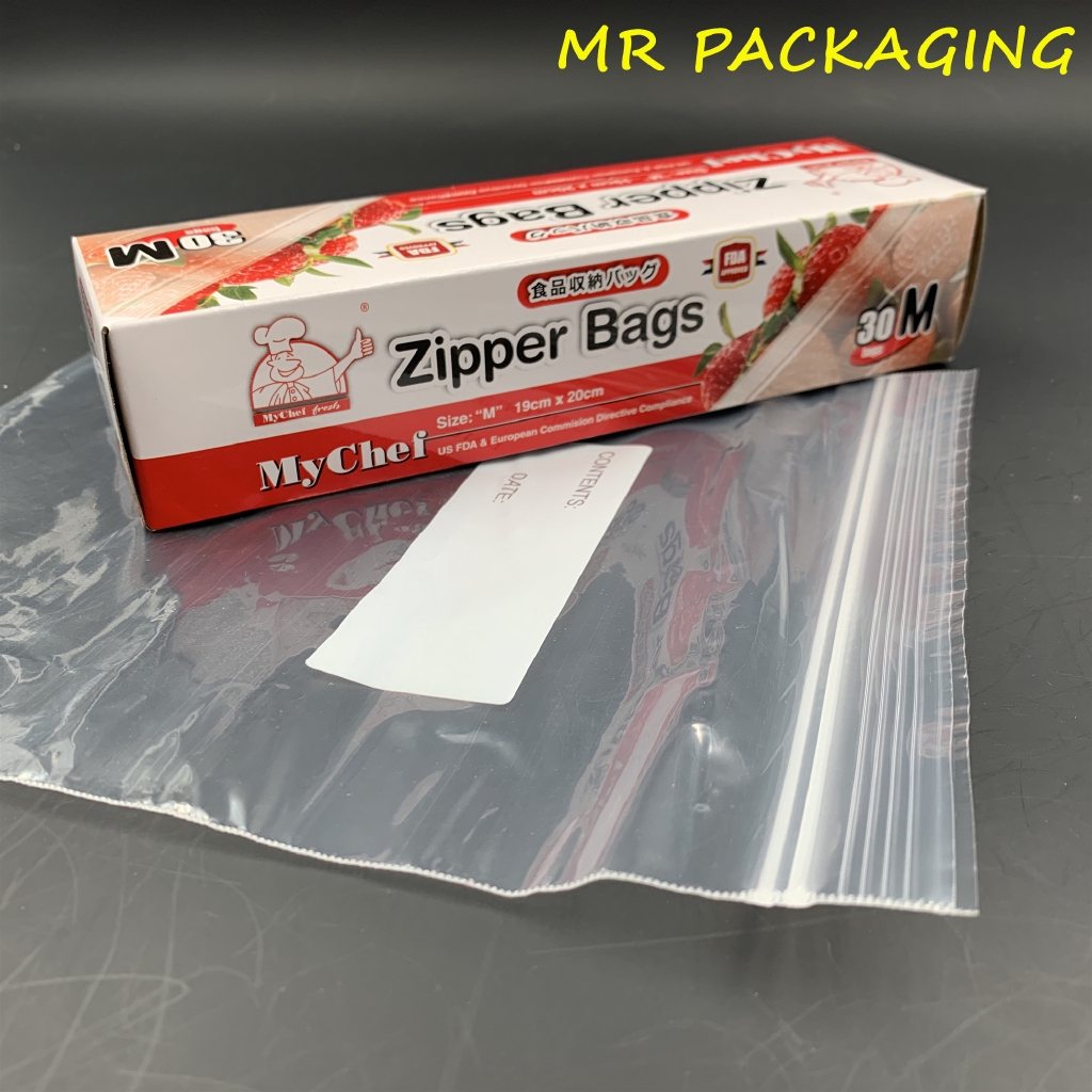 Zipper Bag ( M ) 19cm x 20cm ( 30pcs ) - Zip Lock Plastic Bag Clear Ziplock  Beg - Thick - My Chef